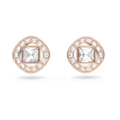 Angelic Square stud earrings, Square cut, White, Rose gold-tone plated by SWAROVSKI