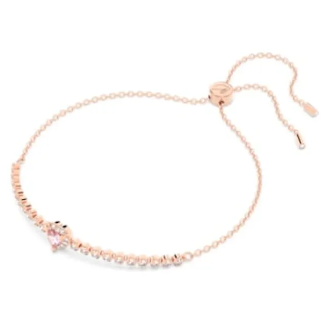 Swarovski One Adjustable Bracelet, Heart, Pink, Rose Gold-Tone Plated