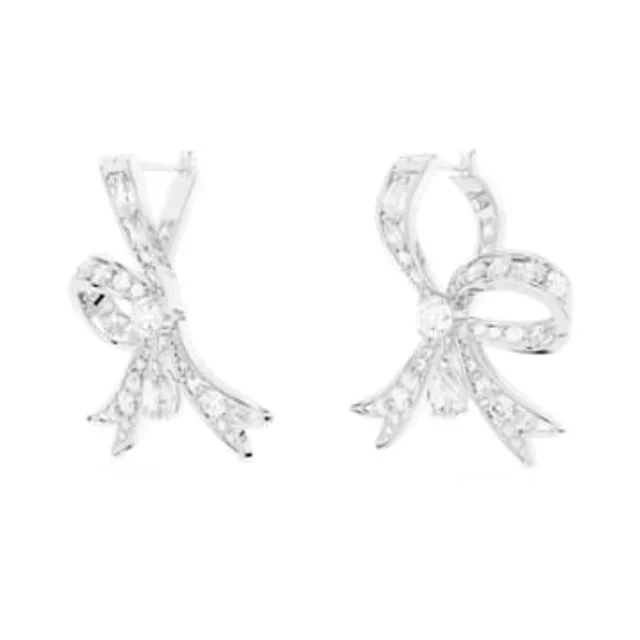 Buy Swarovski Volta stud earrings, Bow, Small, White, Rhodium plated