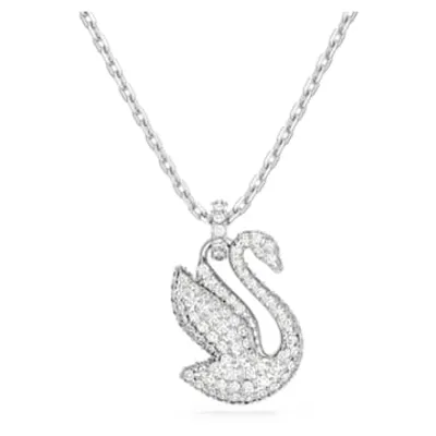 Swarovski Iconic Swan pendant, Swan, Medium, White, Rhodium plated by SWAROVSKI