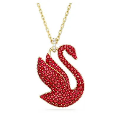 Swarovski Iconic Swan pendant, Swan, Large, Red, Gold-tone plated by SWAROVSKI