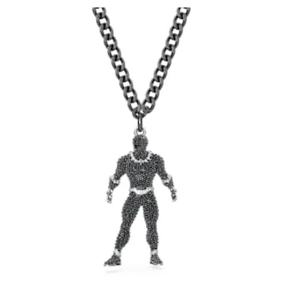 Marvel Black Panther necklace, Black Panther, Black, Ruthenium plated by SWAROVSKI
