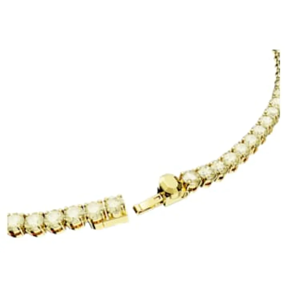 Matrix Tennis necklace, Round cut, Small, Yellow, Gold-tone plated by SWAROVSKI