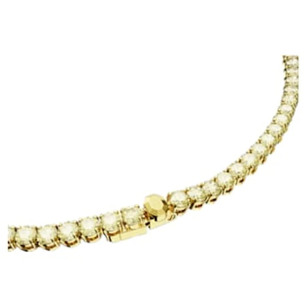 Matrix Tennis necklace, Round cut, Small, Yellow, Gold-tone plated by SWAROVSKI
