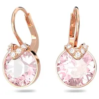 Bella V drop earrings, Round cut, Pink, Rose gold-tone plated by SWAROVSKI