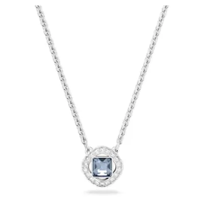 Angelic necklace, Square cut, Blue, Rhodium plated by SWAROVSKI
