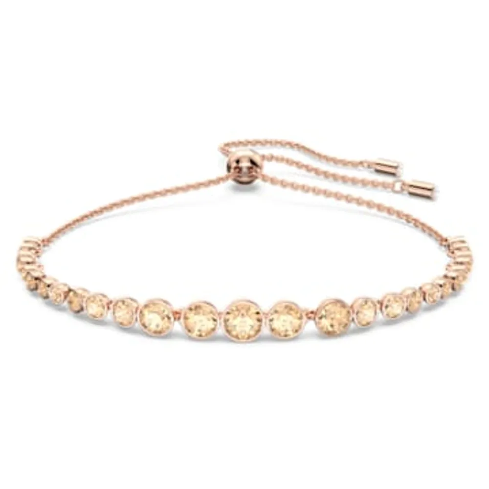 Emily bracelet, Mixed round cuts, Pink, Rose gold-tone plated by SWAROVSKI
