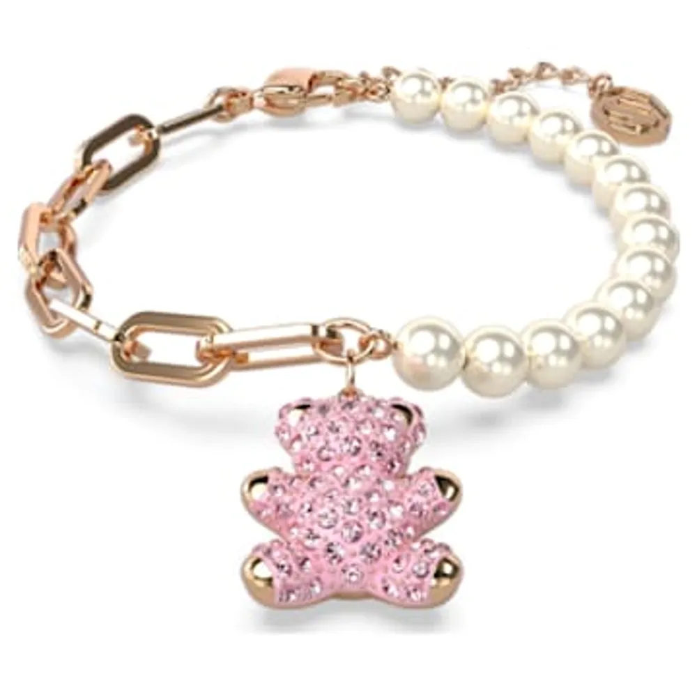 Teddy bracelet, Bear, Pink, Rose gold-tone plated