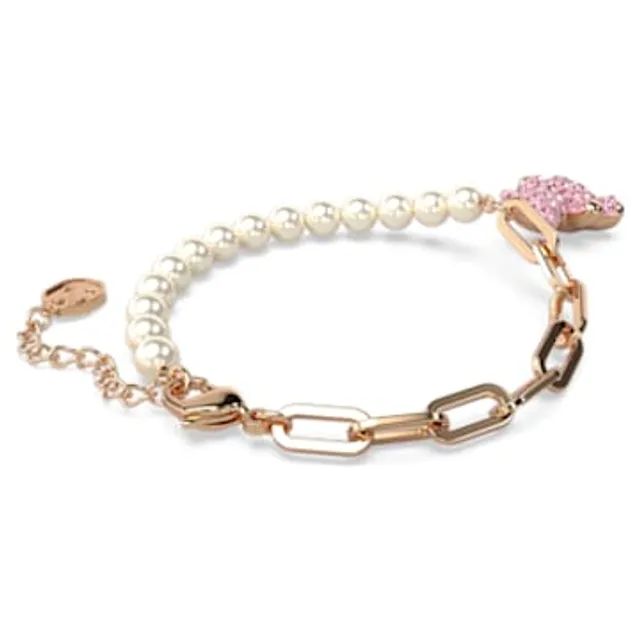 Lovely bracelet, Heart, White, Rose gold-tone plated