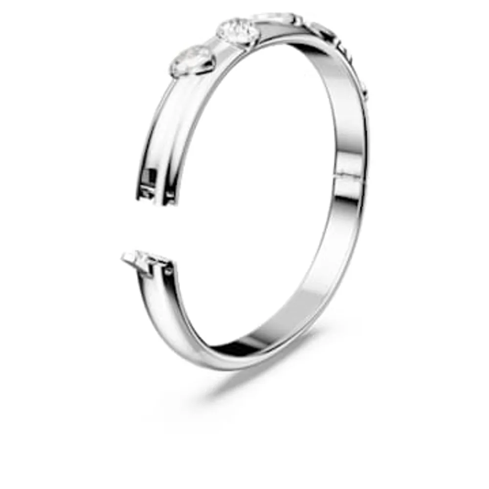 Dextera bangle, Mixed cuts, White, Rhodium plated by SWAROVSKI