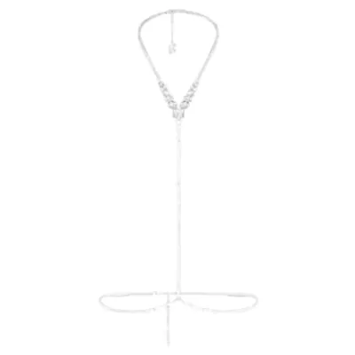 Swarovski x SKIMS body chain, Mixed cuts, V-shape, White, Stainless steel  by SWAROVSKI