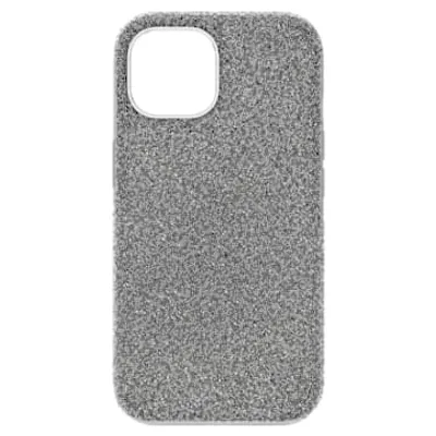 High smartphone case, iPhone® 15, Silver tone by SWAROVSKI