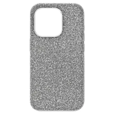 High smartphone case, iPhone® 15 Pro, Silver tone by SWAROVSKI