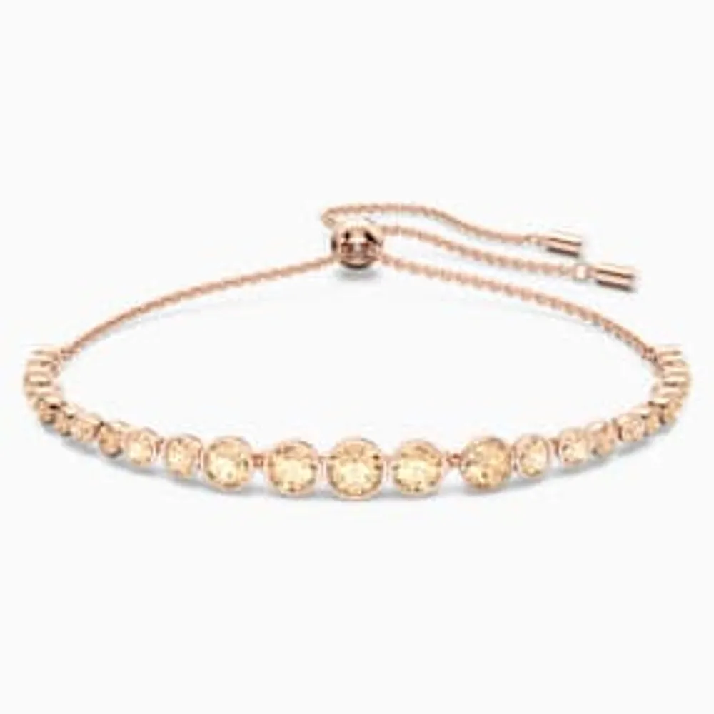 Emily bracelet, Mixed round cuts, Pink, Rose gold-tone plated by SWAROVSKI