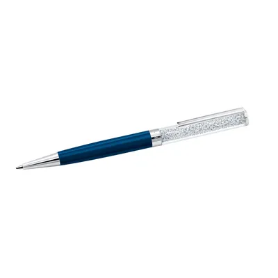 Crystalline ballpoint pen, Blue, Blue lacquered, Chrome plated by SWAROVSKI