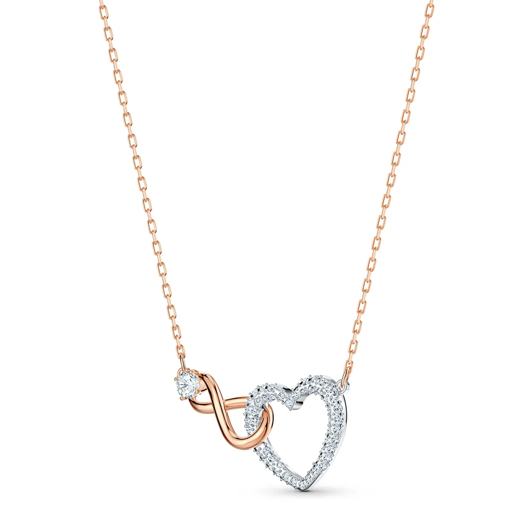 Swarovski Infinity set, Infinity and heart, White, Mixed metal finish by SWAROVSKI