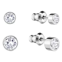 Harley stud earrings, Set (2), Round cut, White, Rhodium plated by SWAROVSKI