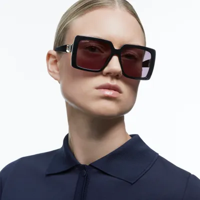 Sunglasses, Oversized, Square shape, SK0351 01A, Black by SWAROVSKI