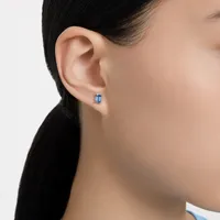 Stilla stud earrings, Octagon cut, Blue, Rhodium plated by SWAROVSKI