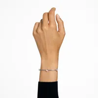 Constella bangle, Round cut, White, Rhodium plated by SWAROVSKI