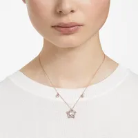 Stella necklace, Mixed cuts, Star, White, Rose gold-tone plated by SWAROVSKI