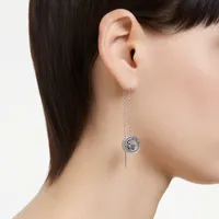 Hollow drop earrings, Long, Blue, Rhodium plated by SWAROVSKI