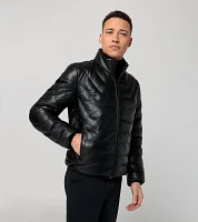 Athleisure padded leather jacket