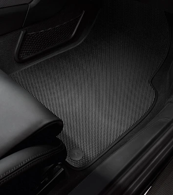 Porsche Carbon Floor Mats with Leather Edging for 911 and 718