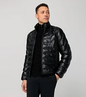 Athleisure padded leather jacket