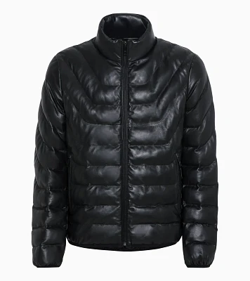 Athleisure padded leather jacket