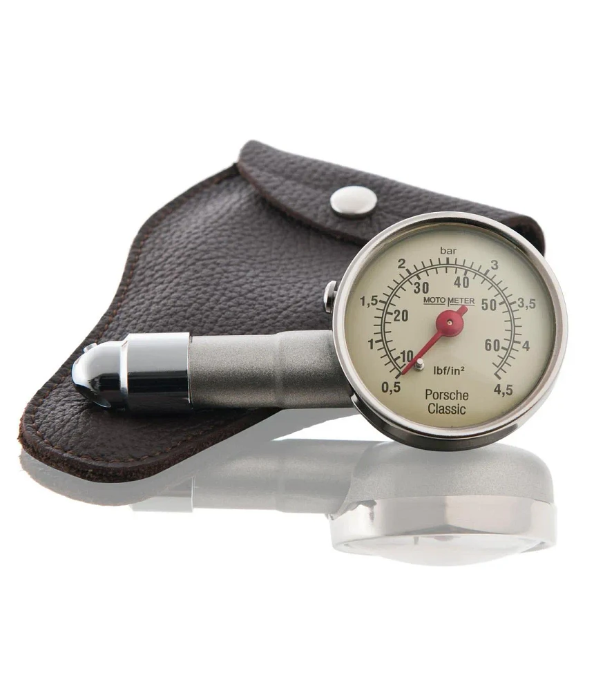 Porsche Classic Tire Pressure Gauge with Leather Case