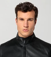 Athleisure reverse leather jacket