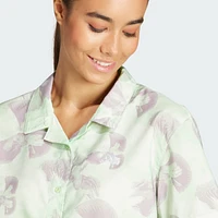 Playera Polo Corta Estampado Floral Tejida