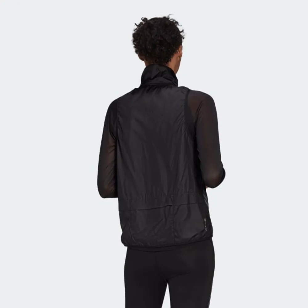 Chaleco Adidas Running Icon 3 Tiras Wind Vest Mujer Negro