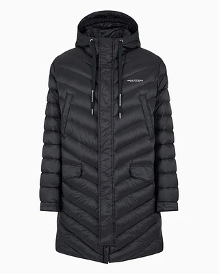 Long down jacket with hood