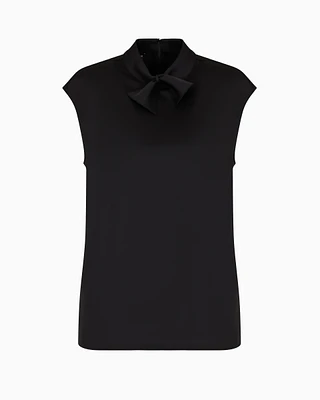 Satin blouse with bow collar