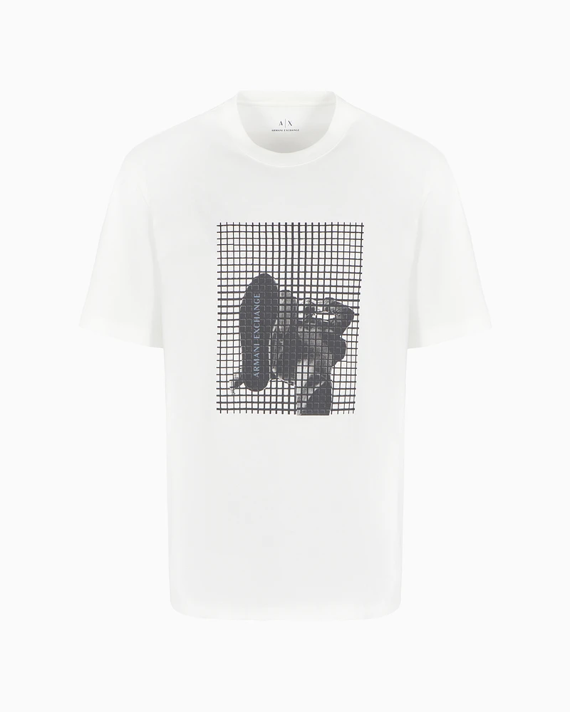 Armani Exchange - Regular fit heavy cotton T-shirt with ASV photo print, Man, White, Size: