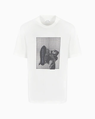 Armani Exchange - Regular fit heavy cotton T-shirt with ASV photo print, Man, White, Size: