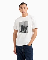 Armani Exchange - Regular fit heavy cotton T-shirt with ASV photo print, Man, White, Size: