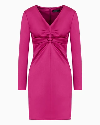 Satin midi dress with ruching