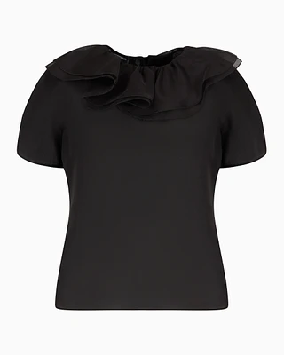 Moon Capsule collection silk organza blouse with petal collar and ruffles