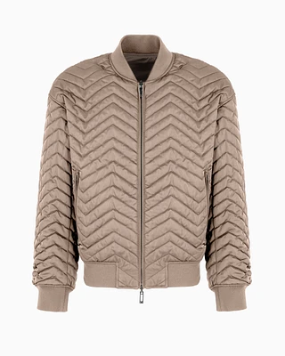 Reversible bomber jacket quilted technical satin