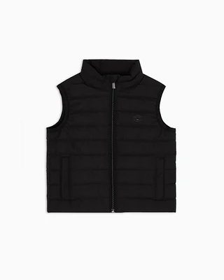Emporio Armani - ASV recycled down sleeveless puffer jacket quilted nylon, Boy, Black, Size: