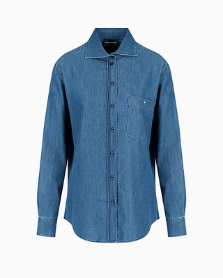 Stone-washed denim shirt