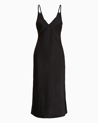 Shiny satin midi dress