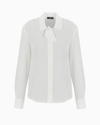 Icon silk crêpe de Chine tie-neck shirt