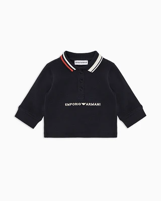 Heavy jersey polo shirt with logo embroidery