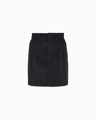 Denim mini skirt with ASV rhinestones