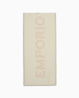 Wool scarf with oversized logo