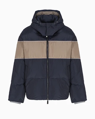 Jacket with hood and contrasting band ASV fabric